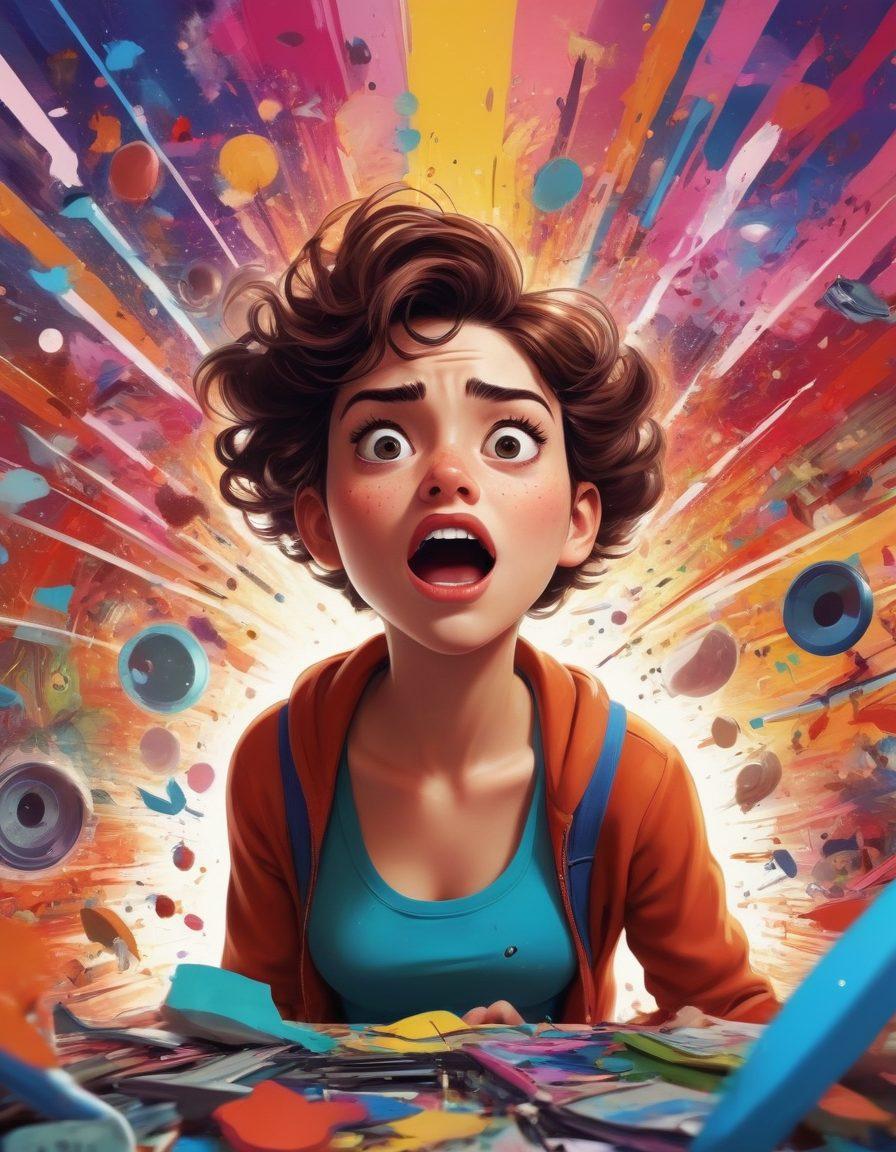 A vibrant and dynamic explosion of colors featuring imaginative characters from adult animation and comics, blending various styles like cartoonish, surreal, and graphic novel aesthetics. The background should be filled with artistic tools like brushes and digital tablets, symbolizing creativity and passion. Include elements like speech bubbles and comic panels, giving life to the characters with quirky expressions. The overall composition should convey energy and excitement, inviting viewers into the world of adult animation. vibrant colors. comic book style. 3D.